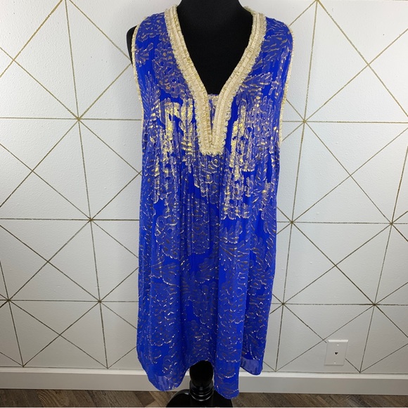 Lily Pulitzer Brilliant Blue Silk Tanner Dress Size XS